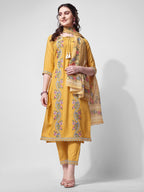 Embroidered Rayon Sequined Kurta With Pant & Dupatta Set Premium, Multicolor - Hiral Fashion - Distacart