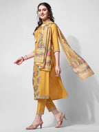 Embroidered Rayon Sequined Kurta With Pant & Dupatta Set Premium, Multicolor - Hiral Fashion - Distacart