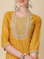 Embroidered Kurta With Pant And Dupatta Set Premium, Multicolor - Hiral Fashion - Distacart