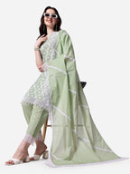 Lucknawi Embroidered Kurta With Pant & Dupatta Set, Multicolor - Hiral Fashion - Distacart