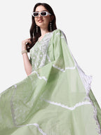 Lucknawi Embroidered Kurta With Pant & Dupatta Set, Multicolor - Hiral Fashion - Distacart