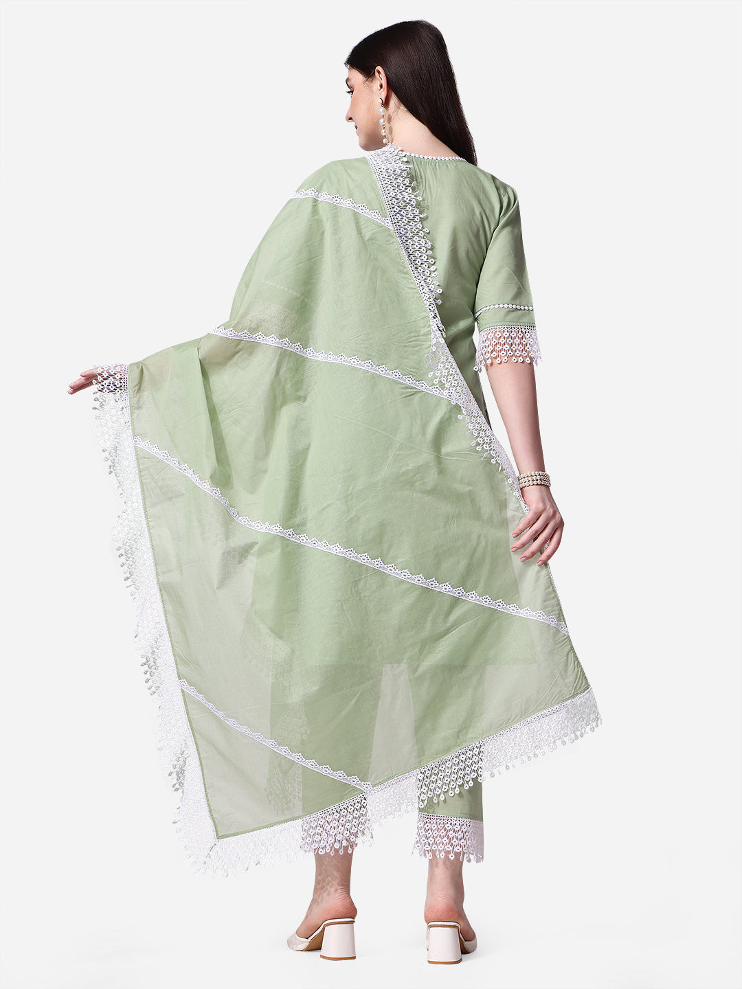 Lucknawi Embroidered Kurta With Pant & Dupatta Set, Multicolor - Hiral Fashion - Distacart