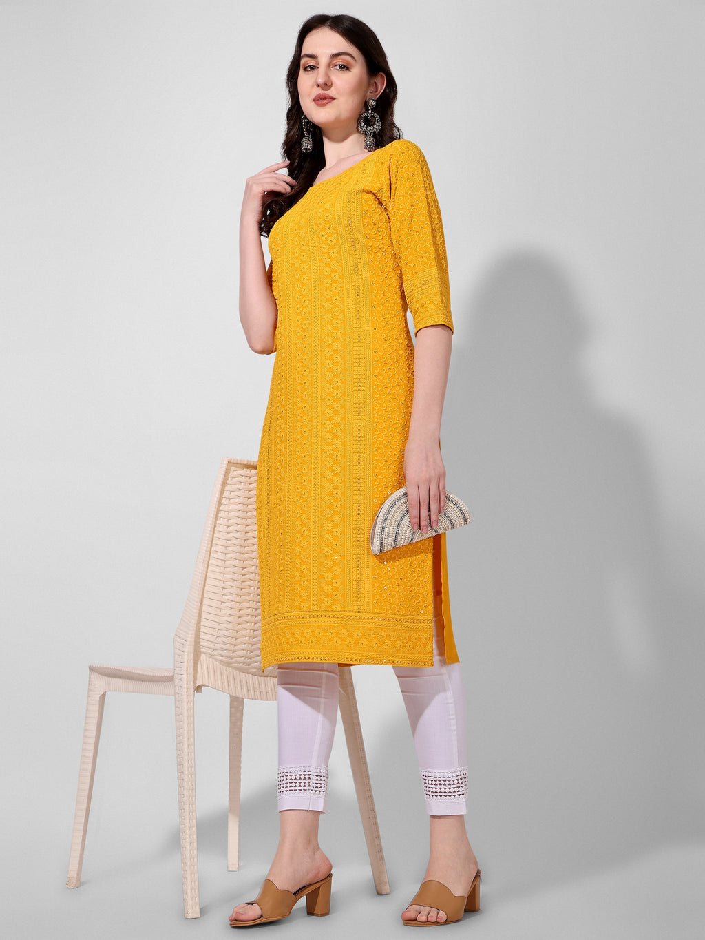 Thread Embroidered Kurta, Multicolor - Hiral Fashion - Distacart