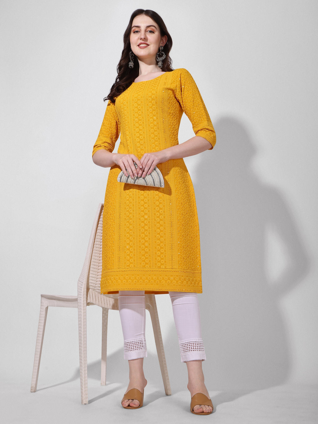 Thread Embroidered Kurta, Multicolor - Hiral Fashion - Distacart