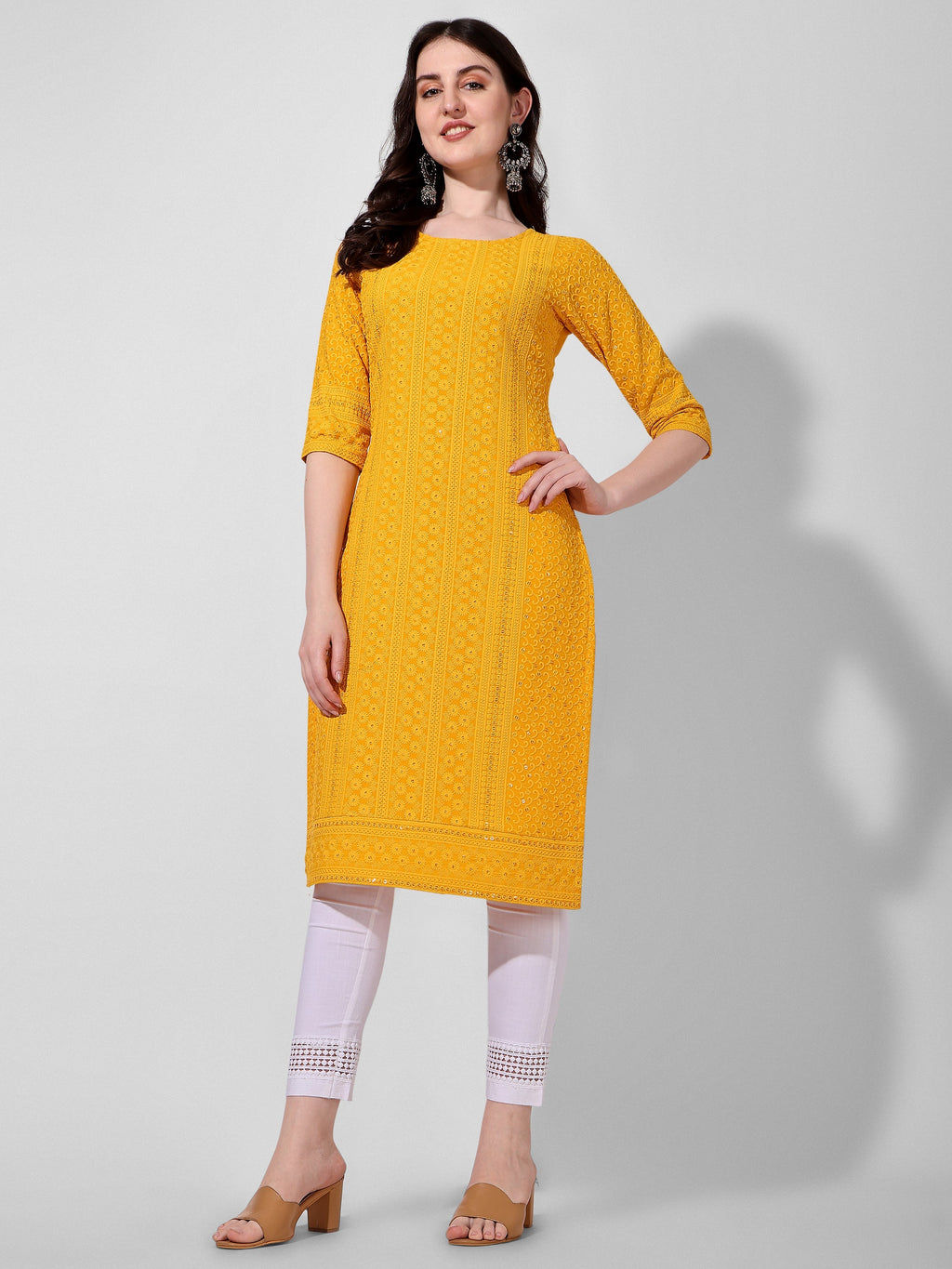 Thread Embroidered Kurta, Multicolor - Hiral Fashion - Distacart