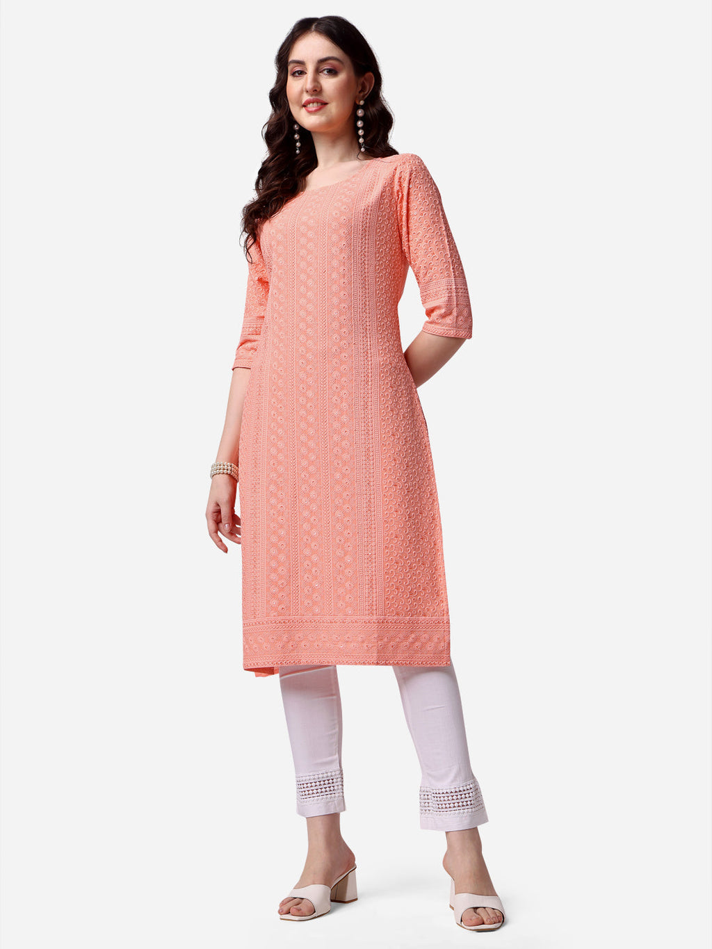 Thread Embroidered Kurta, Multicolor - Hiral Fashion