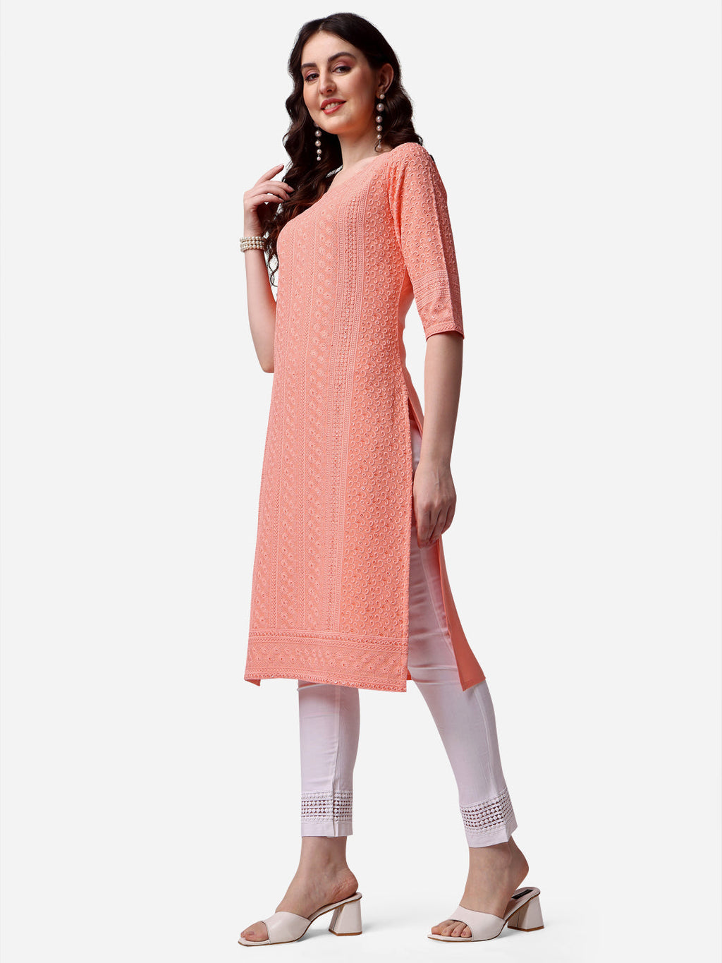 Thread Embroidered Kurta, Multicolor - Hiral Fashion