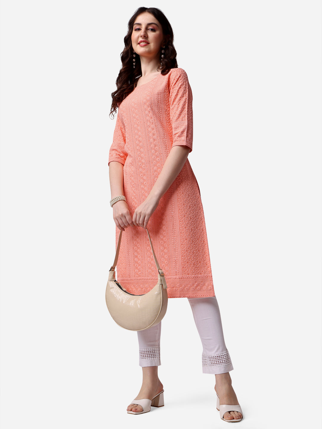 Thread Embroidered Kurta, Multicolor - Hiral Fashion