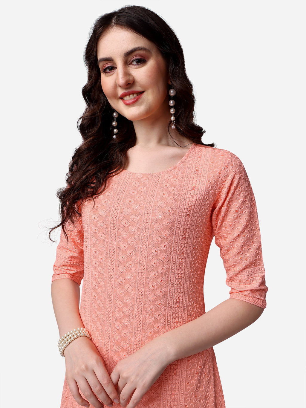 Thread Embroidered Kurta, Multicolor - Hiral Fashion