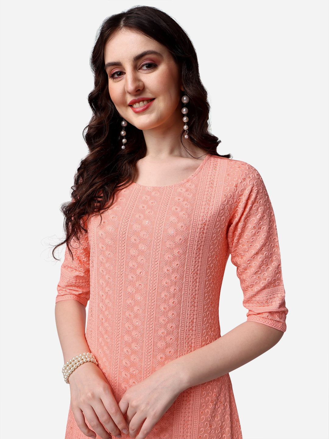 Thread Embroidered Kurta, Multicolor - Hiral Fashion