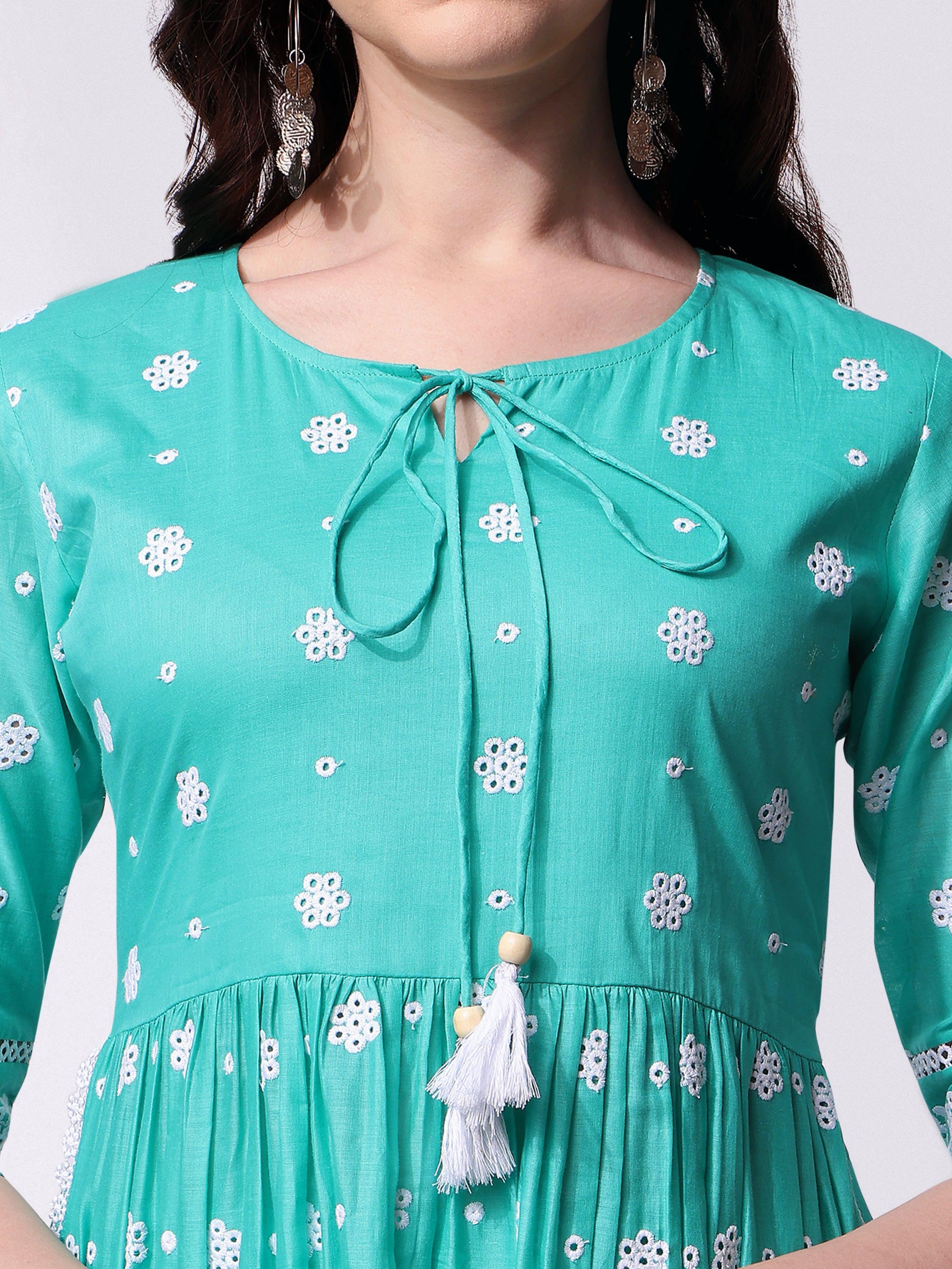 Nayra Cut Chikankari Embroidered Kurta With Pant And Dupatta Set, Multicolor - Hiral Fashion