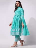 Nayra Cut Chikankari Embroidered Kurta With Pant And Dupatta Set, Multicolor - Hiral Fashion