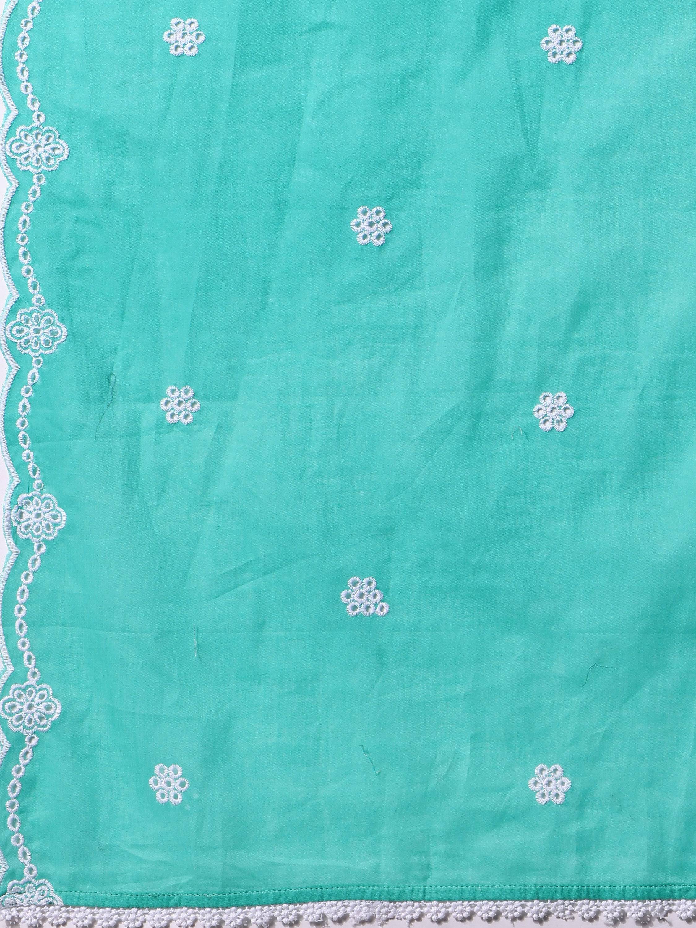 Nayra Cut Chikankari Embroidered Kurta With Pant And Dupatta Set, Multicolor - Hiral Fashion