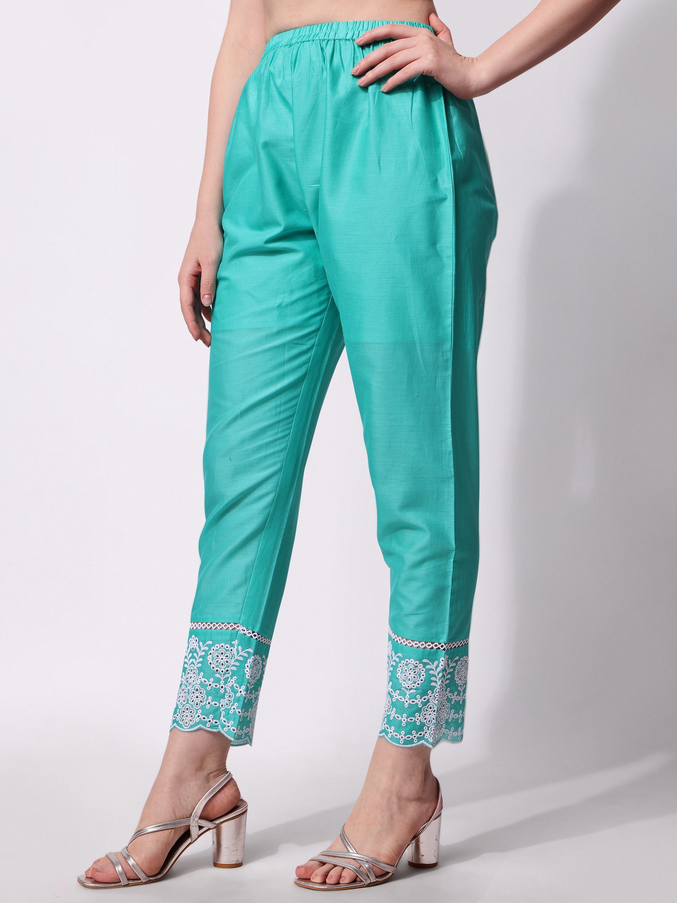 Nayra Cut Chikankari Embroidered Kurta With Pant And Dupatta Set, Multicolor - Hiral Fashion