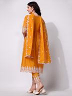 Nayra Cut Chikankari Embroidered Kurta With Pant And Dupatta Set, Multicolor - Hiral Fashion