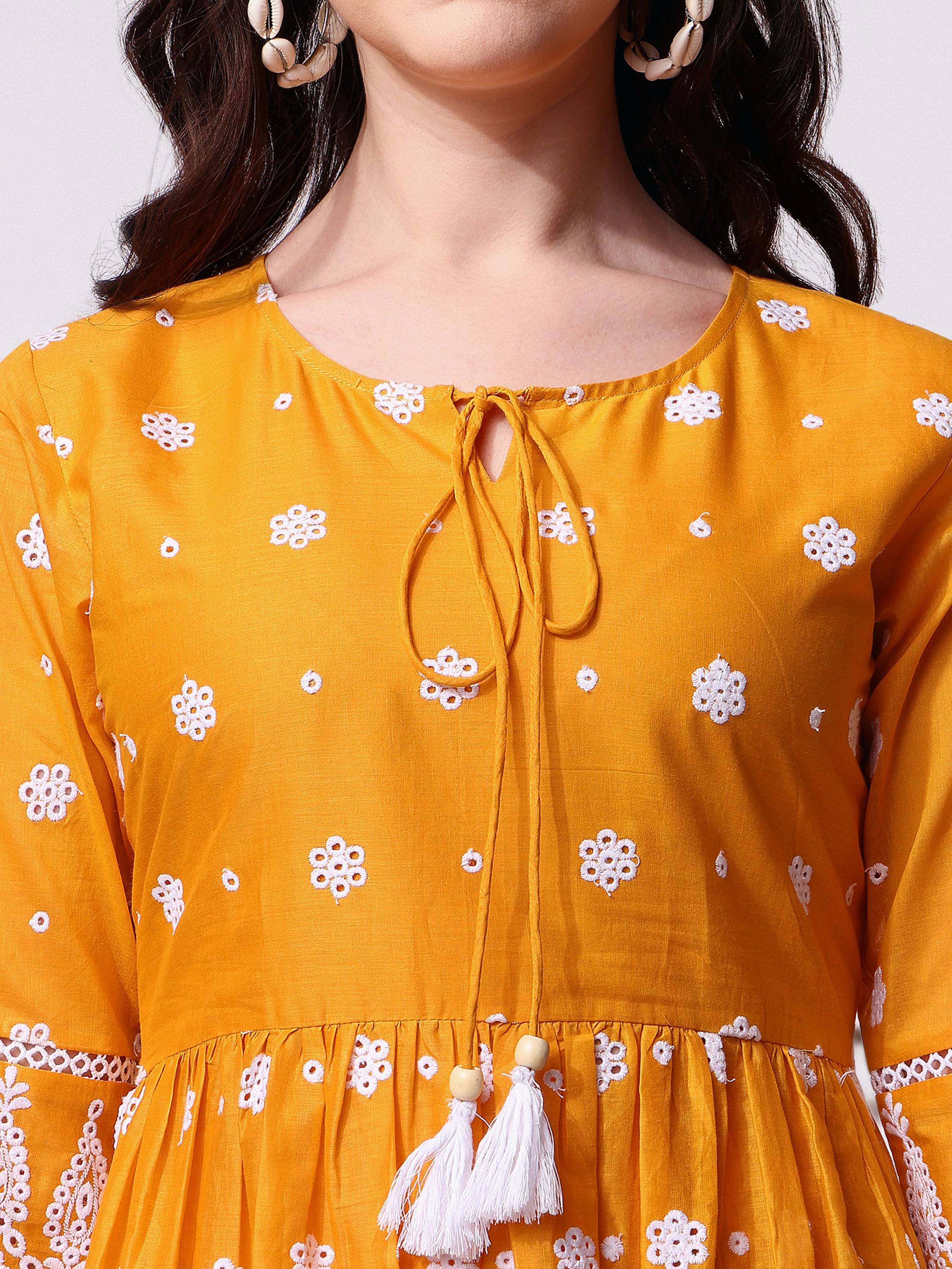 Nayra Cut Chikankari Embroidered Kurta With Pant And Dupatta Set, Multicolor - Hiral Fashion