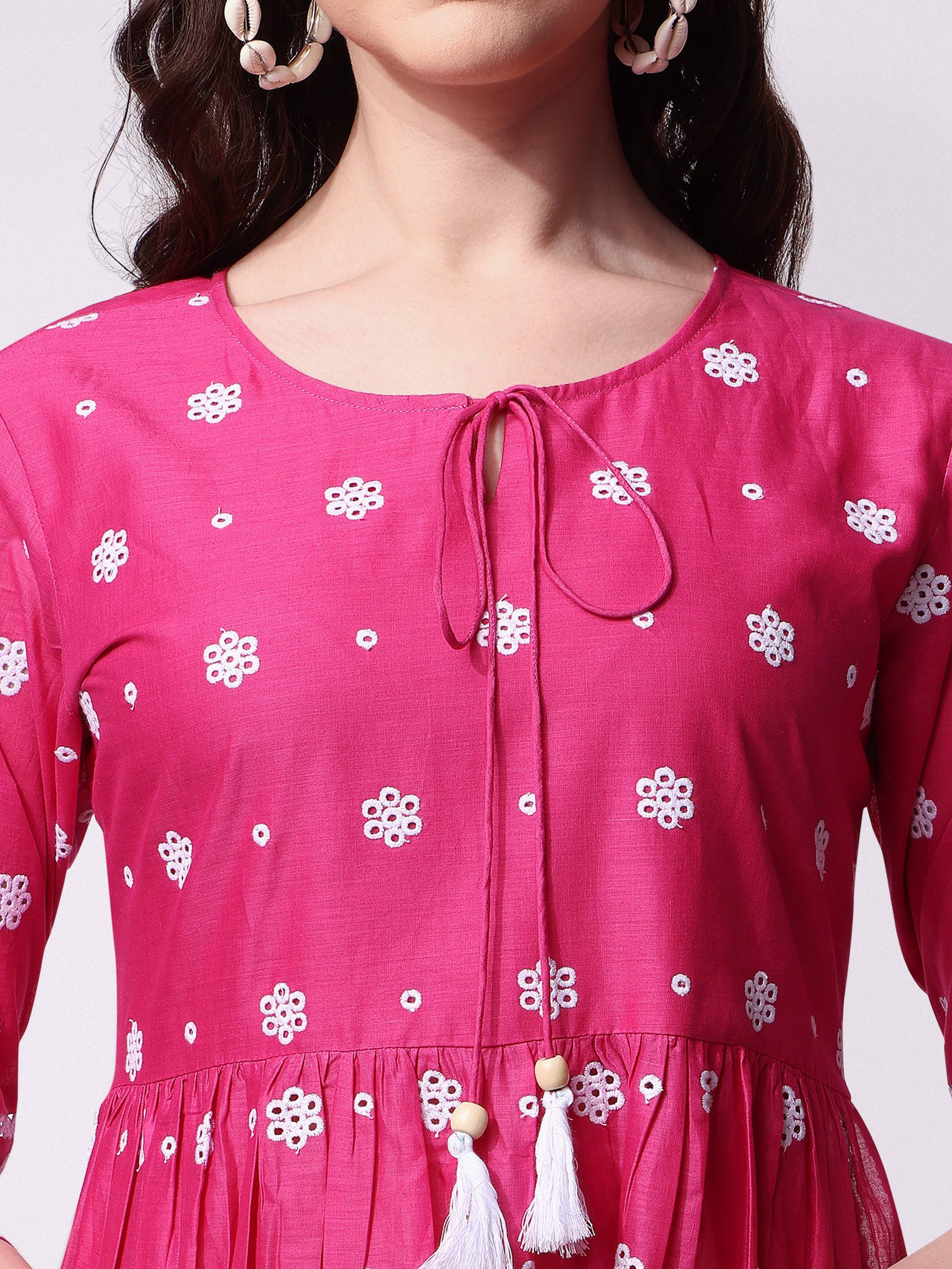 Nayra Cut Chikankari Embroidered Kurta With Pant And Dupatta Set, Multicolor - Hiral Fashion - Distacart