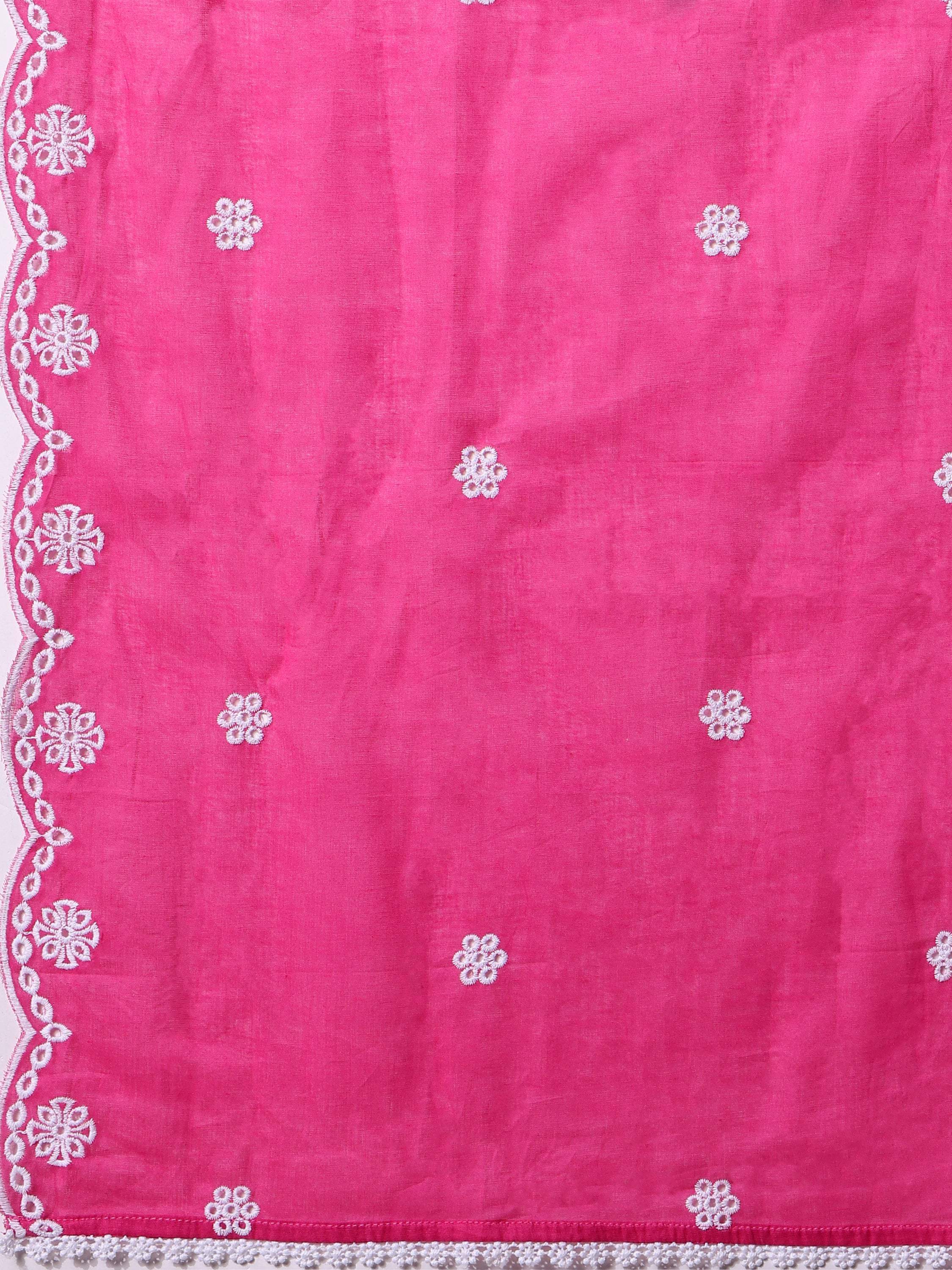Nayra Cut Chikankari Embroidered Kurta With Pant And Dupatta Set, Multicolor - Hiral Fashion - Distacart