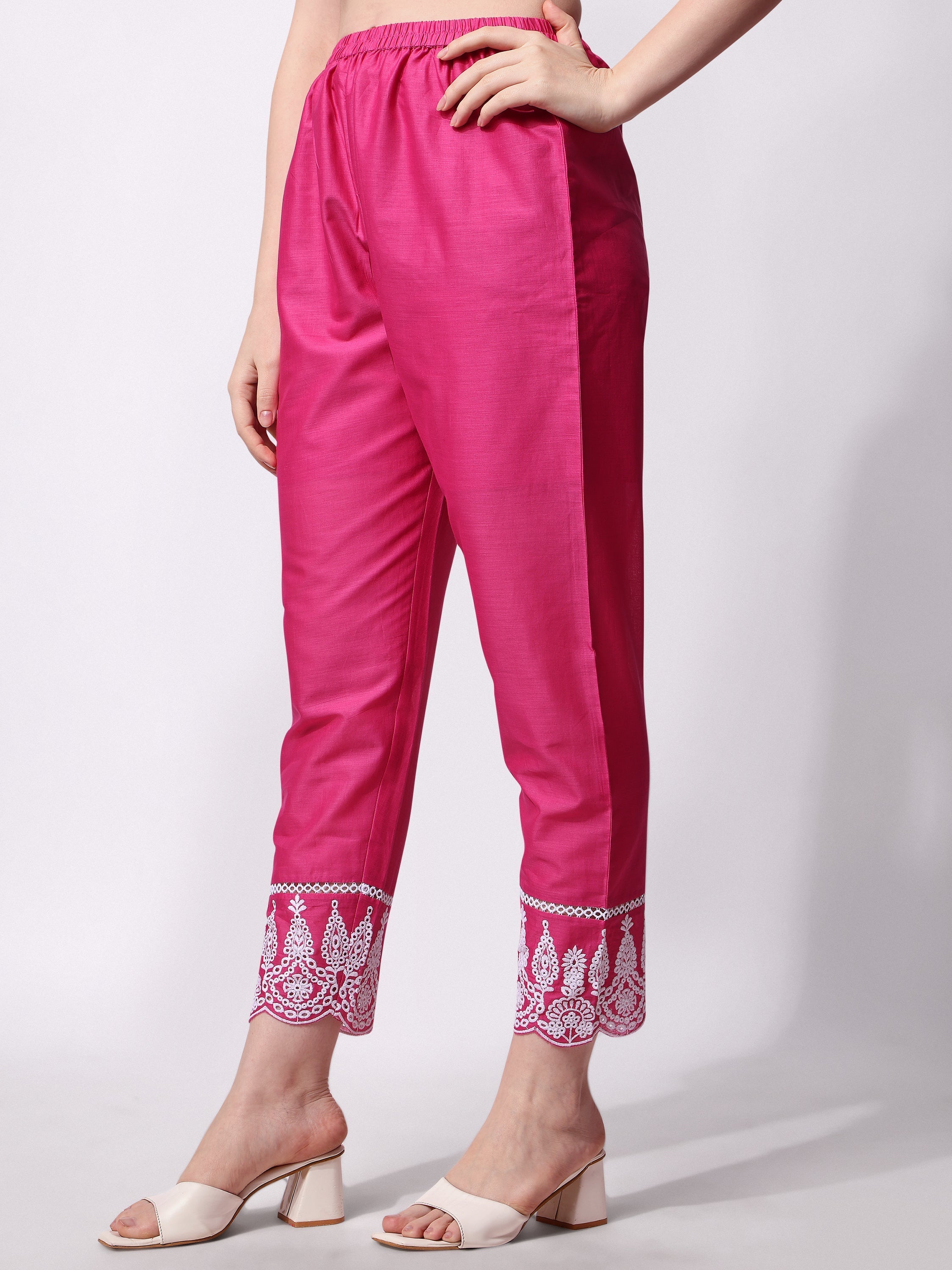 Nayra Cut Chikankari Embroidered Kurta With Pant And Dupatta Set, Multicolor - Hiral Fashion - Distacart