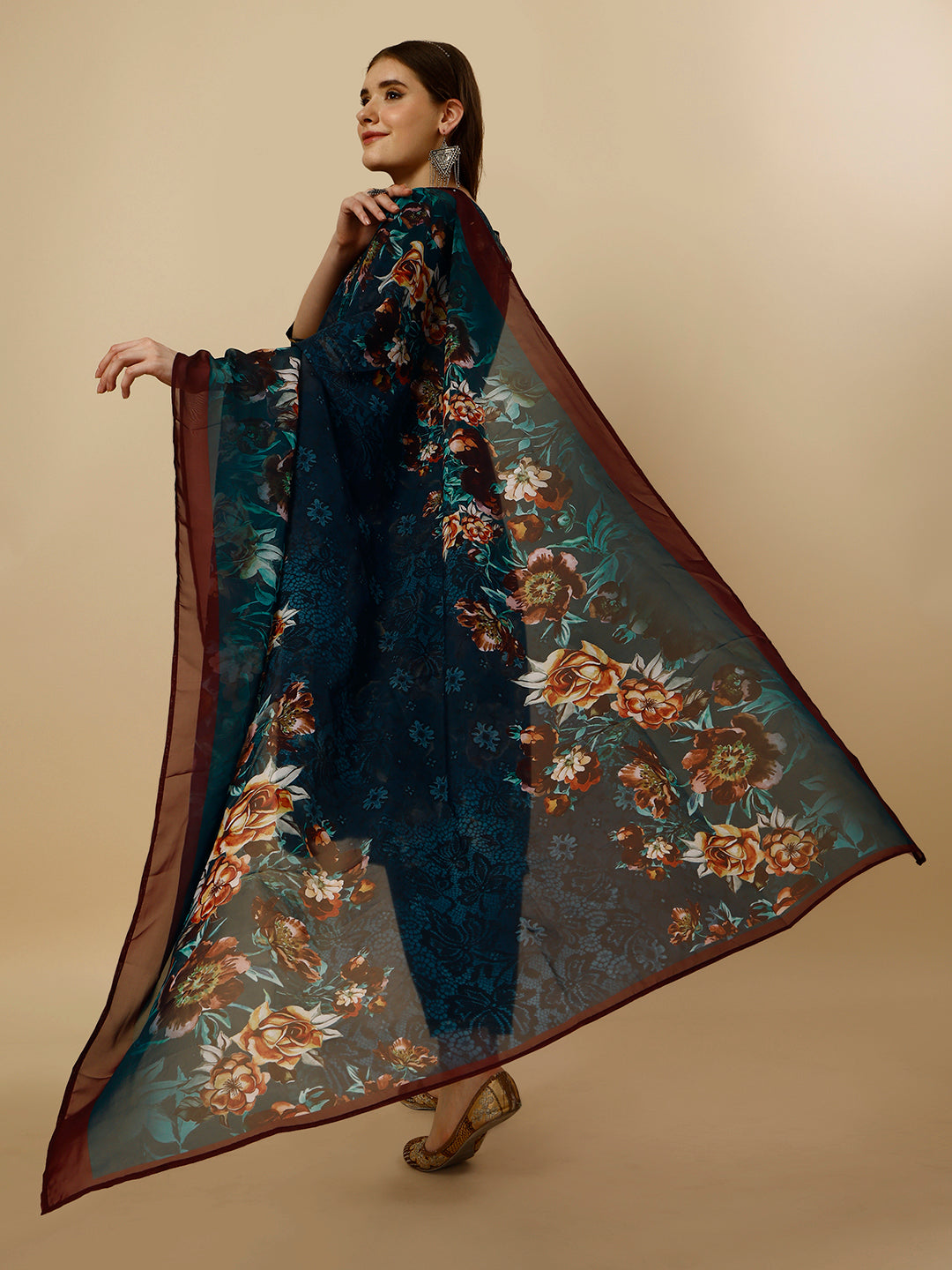 Nayara Cut Kurta With Pant And Dupatta Set, Multicolor - Hiral Fashion - Distacart