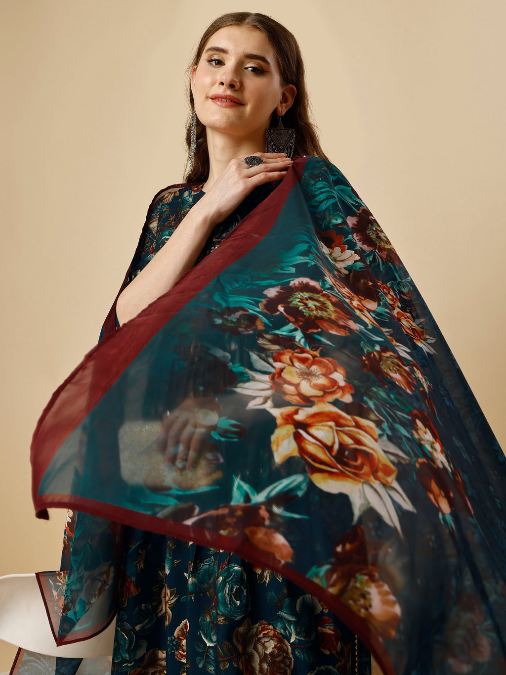 Nayara Cut Kurta With Pant And Dupatta Set, Multicolor - Hiral Fashion - Distacart