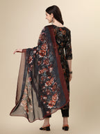 Nayra Cut Printed Kurta With Pant And Dupatta Set, Multicolor - Hiral Fashion - Distacart