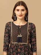 Nayra Cut Embroidered Kurta With Pant And Dupatta Set, Multicolor - Hiral Fashion - Distacart