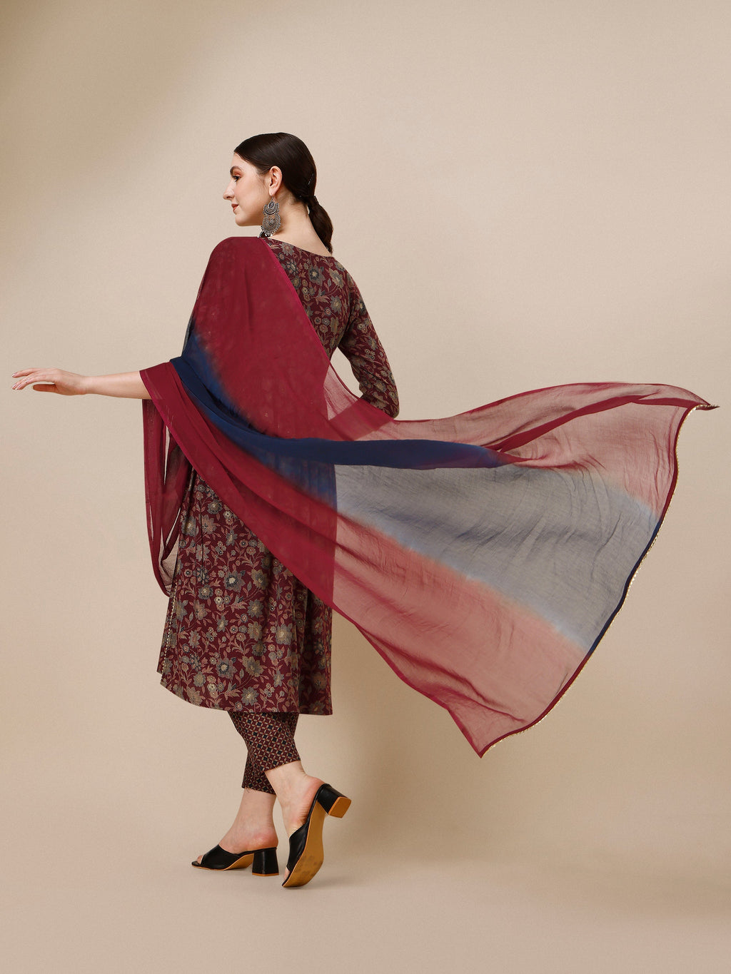 Embroidered Kurta With Pant And Dupatta Set, Multicolor - Hiral Fashion - Distacart