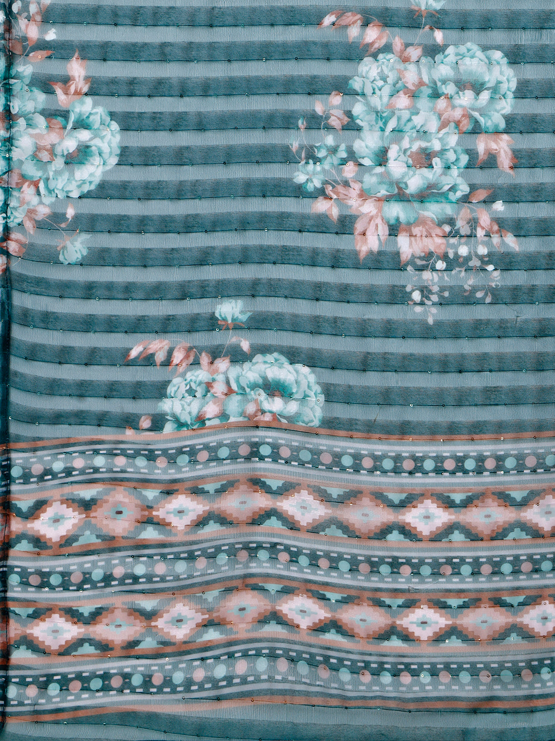 Embroidered Kurta With Organza Printed Dupatta And Pant Set, Multicolor - Hiral Fashion