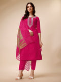 Hand Embroidered Kurta With Pant And Dupatta Set, Multicolor - Hiral Fashion - Distacart