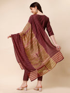 Hand Embroidered Kurta With Pant And Dupatta Set, Multicolor - Hiral Fashion - Distacart