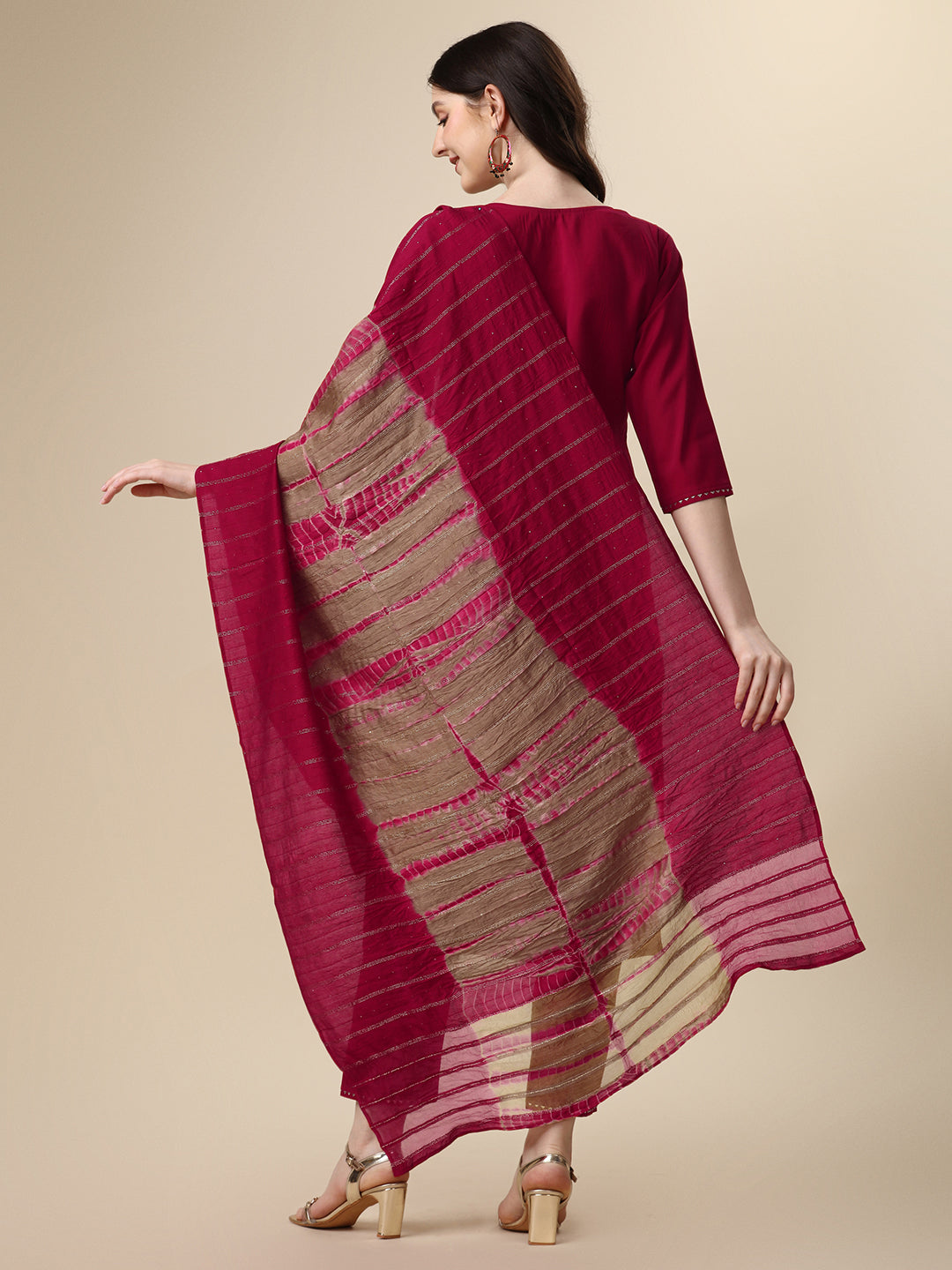 Hand Embroidered Kurta With Pant And Dupatta Set, Multicolor - Hiral Fashion - Distacart