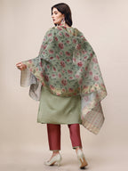 Embroidered Kurta With Pant & Printed Dupatta Set, Multicolor - Hiral Fashion - Distacart