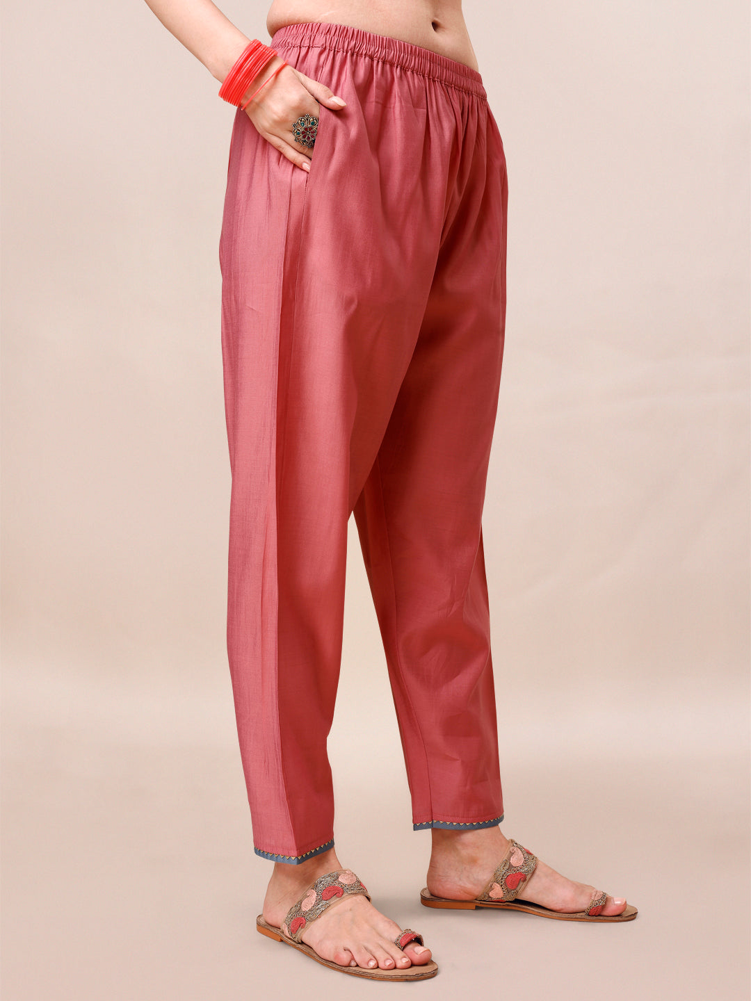 Embroidered Kurta With Pant & Printed Dupatta Set, Multicolor - Hiral Fashion - Distacart
