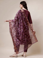 Embroidered Kurta With Pant And Dupatta Set, Multicolor - Hiral Fashion - Distacart