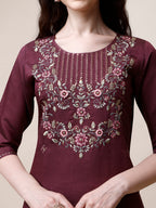 Embroidered Kurta With Pant And Dupatta Set, Multicolor - Hiral Fashion - Distacart