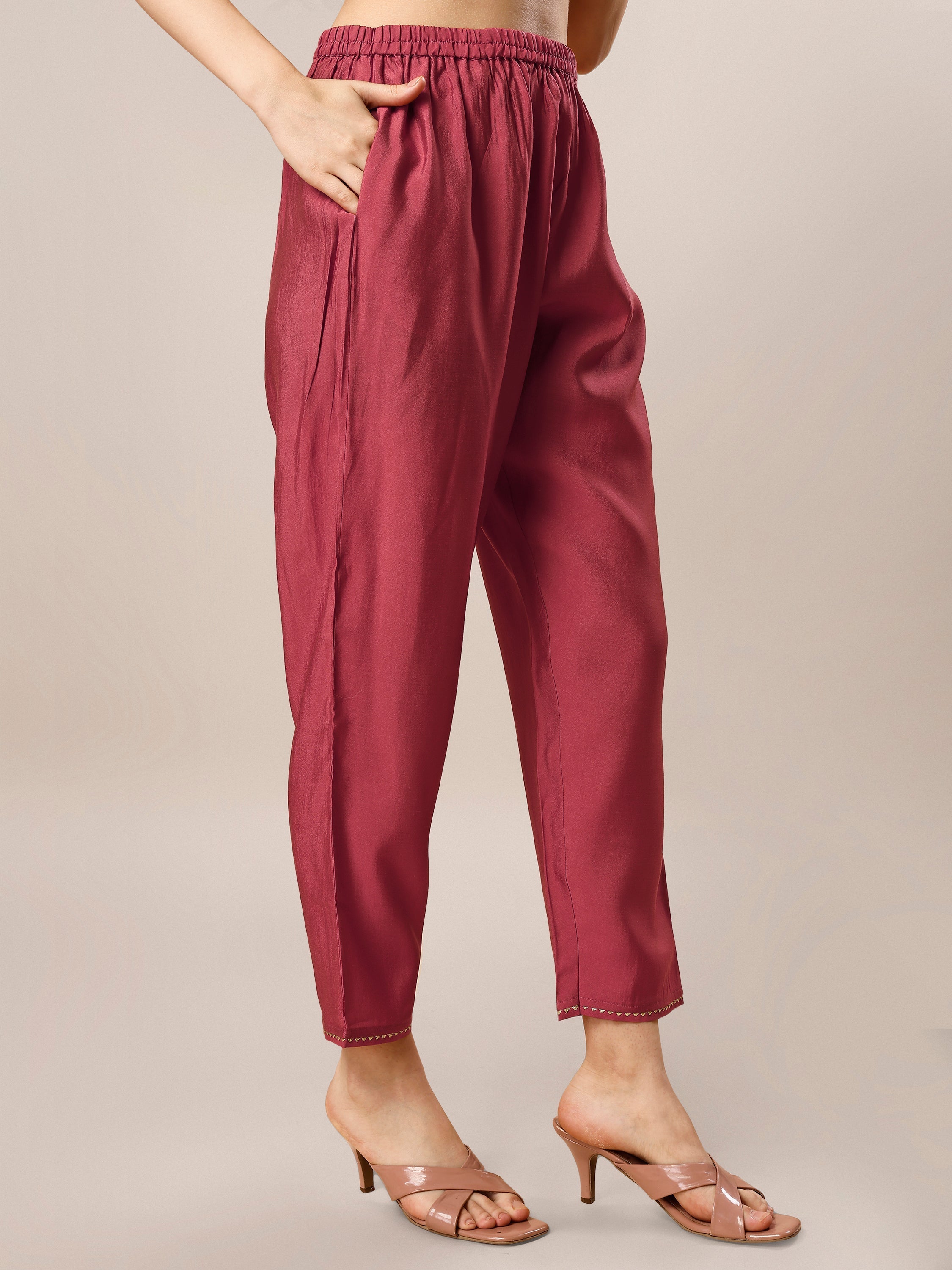 Hand Embroidered Kurta With Pant And Dupatta Set, Multicolor - Hiral Fashion - Distacart