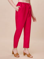Chanderi Hot Pink Kurta With Pant And Dupatta Set, Multicolor - Hiral Fashion - Distacart