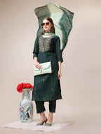 Embroidered Kurta With Pant And Dupatta Set, Multicolor - Hiral Fashion - Distacart