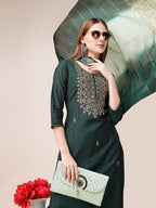 Embroidered Kurta With Pant And Dupatta Set, Multicolor - Hiral Fashion - Distacart