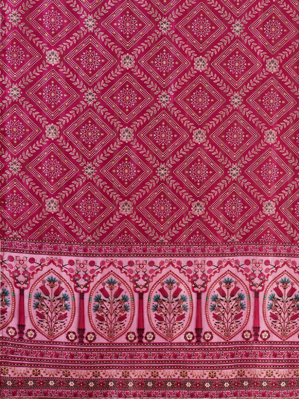 Embroidered Silk Blend Kurta With Pant & Printed Dupatta, Multicolor - Hiral Fashion - Distacart