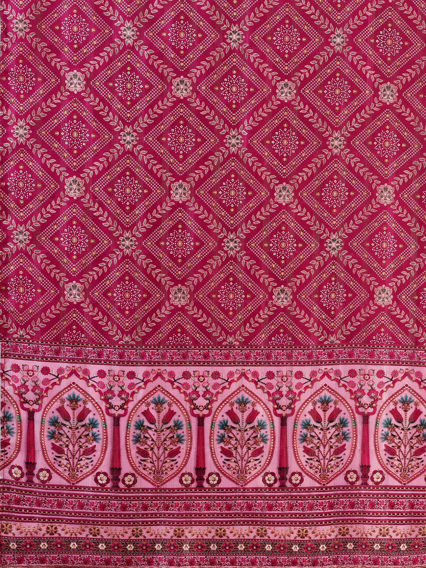 Embroidered Silk Blend Kurta With Pant & Printed Dupatta, Multicolor - Hiral Fashion - Distacart