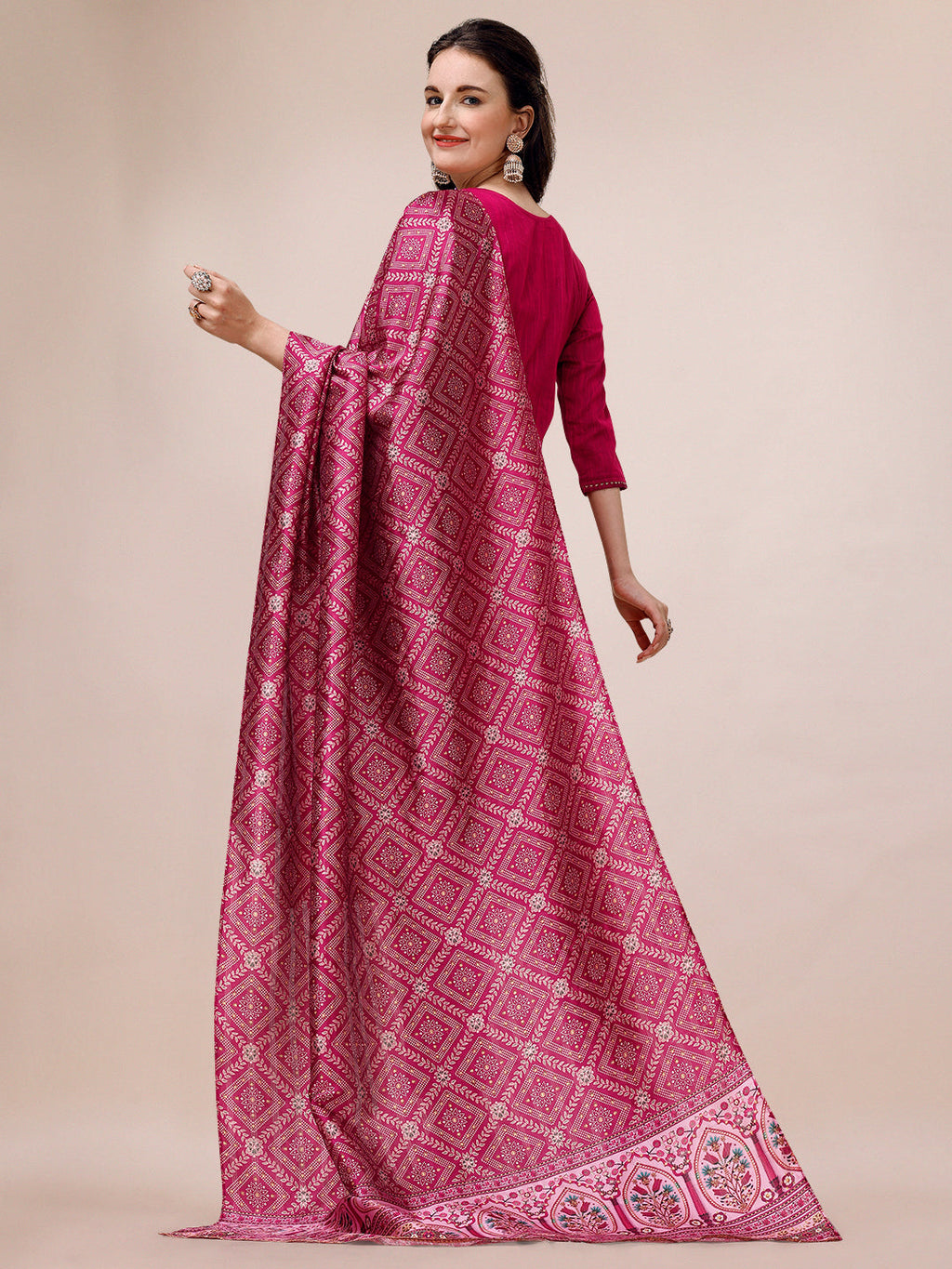 Embroidered Silk Blend Kurta With Pant & Printed Dupatta, Multicolor - Hiral Fashion - Distacart
