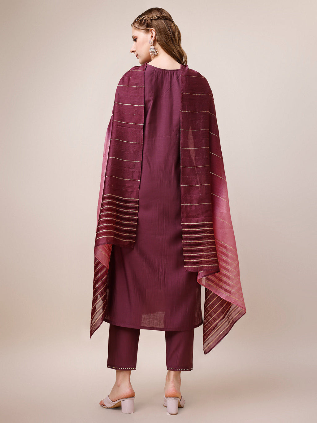 Embroidered Kurta With Pant & Dupatta, Multicolor - Hiral Fashion - Distacart