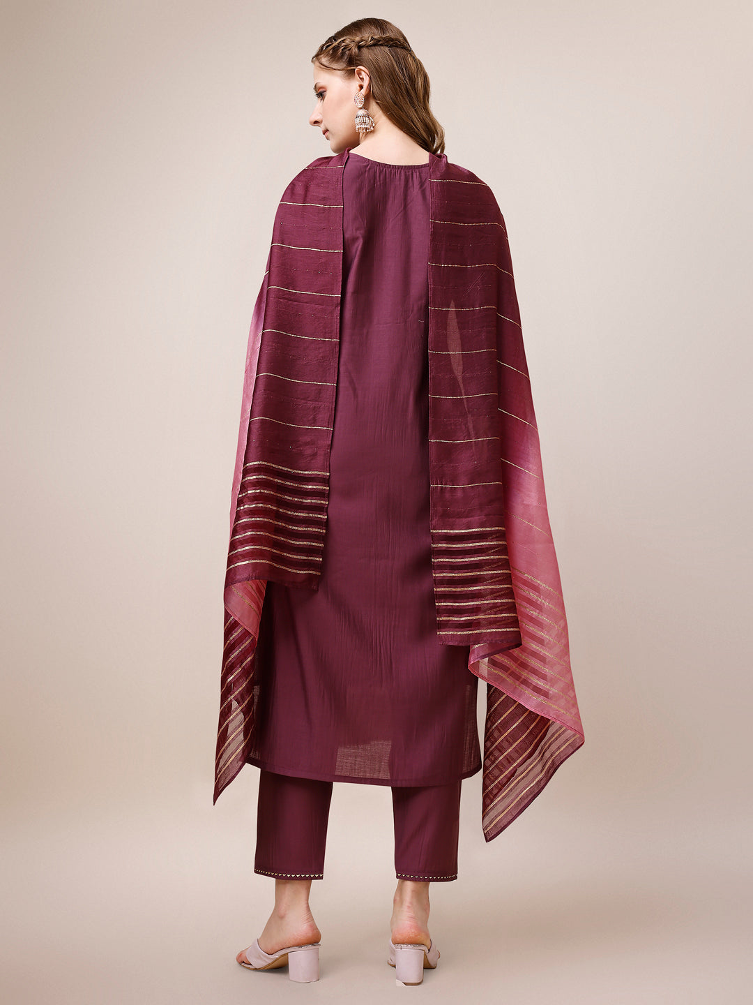 Embroidered Kurta With Pant & Dupatta, Multicolor - Hiral Fashion - Distacart