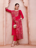 Embroidered Kurta With Pant And Dupatta Set, Multicolor - Hiral Fashion - Distacart