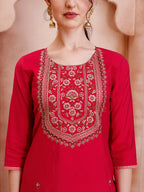 Embroidered Kurta With Pant And Dupatta Set, Multicolor - Hiral Fashion - Distacart