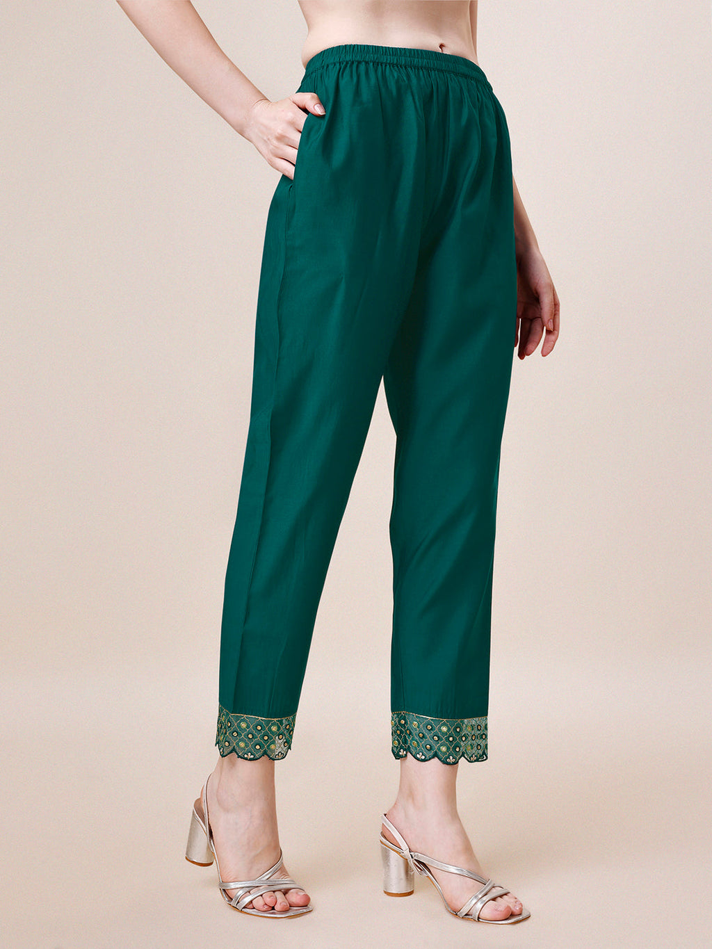 Hand Embroidered Chanderi Kurta With Pant And Dupatta Set Premium, Multicolor - Hiral Fashion - Distacart