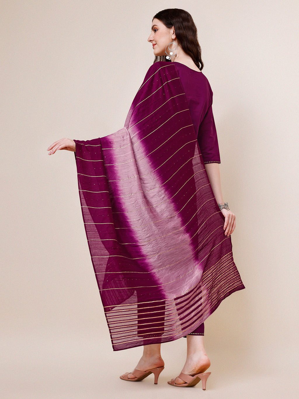 Hand Embroidered Kurta With Pant & Dupatta Set, Multicolor - Hiral Fashion - Distacart