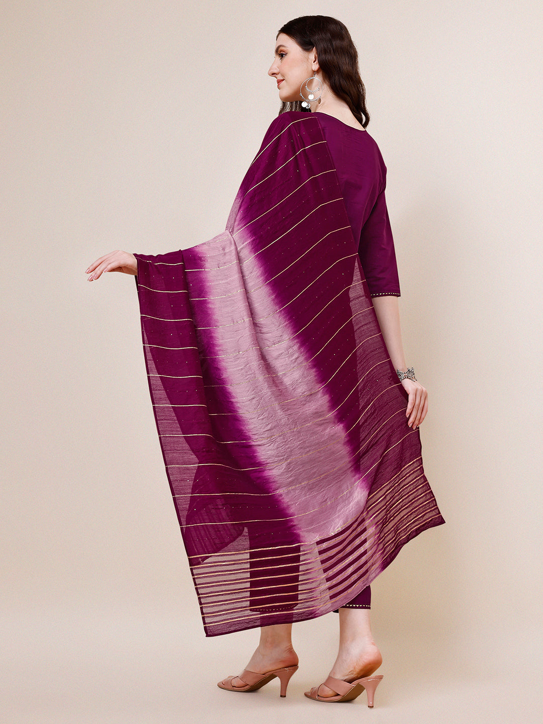 Hand Embroidered Kurta With Pant & Dupatta Set, Multicolor - Hiral Fashion - Distacart